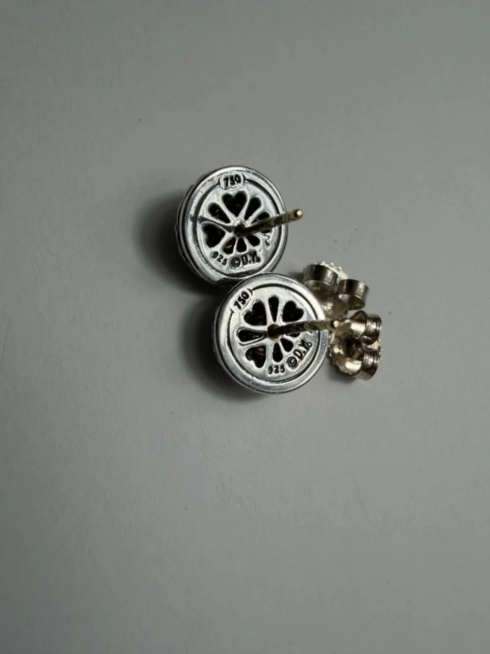 David Yurman Cable Cookie Diamond 18K Gold Sterling Silver Stud Earrings